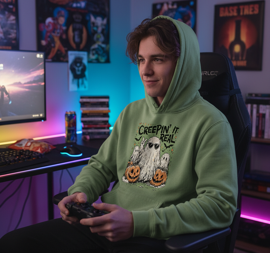 Creepin’ It Real Halloween Shirt – Cute Ghost Pumpkin Tee, Funny Spooky Season T-Shirt, Vintage Fall Graphic Top