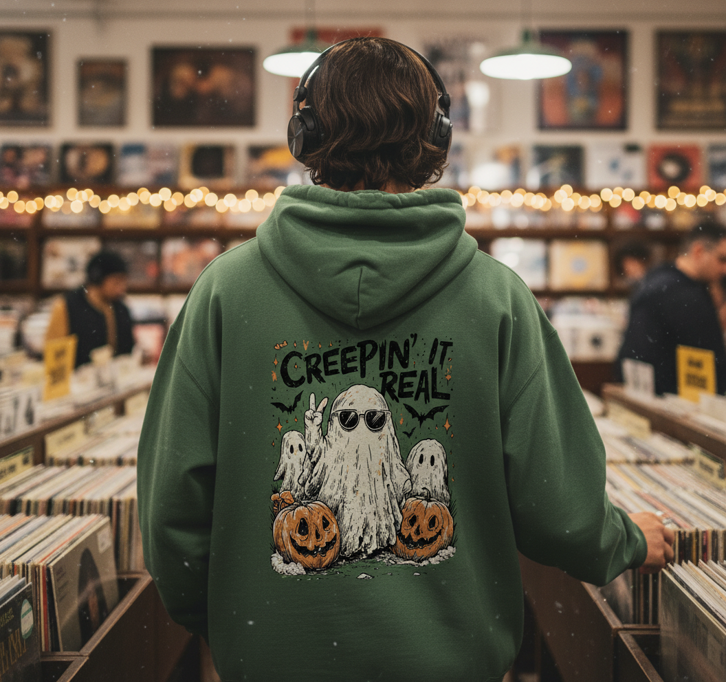 Creepin’ It Real Halloween Shirt – Cute Ghost Pumpkin Tee, Funny Spooky Season T-Shirt, Vintage Fall Graphic Top