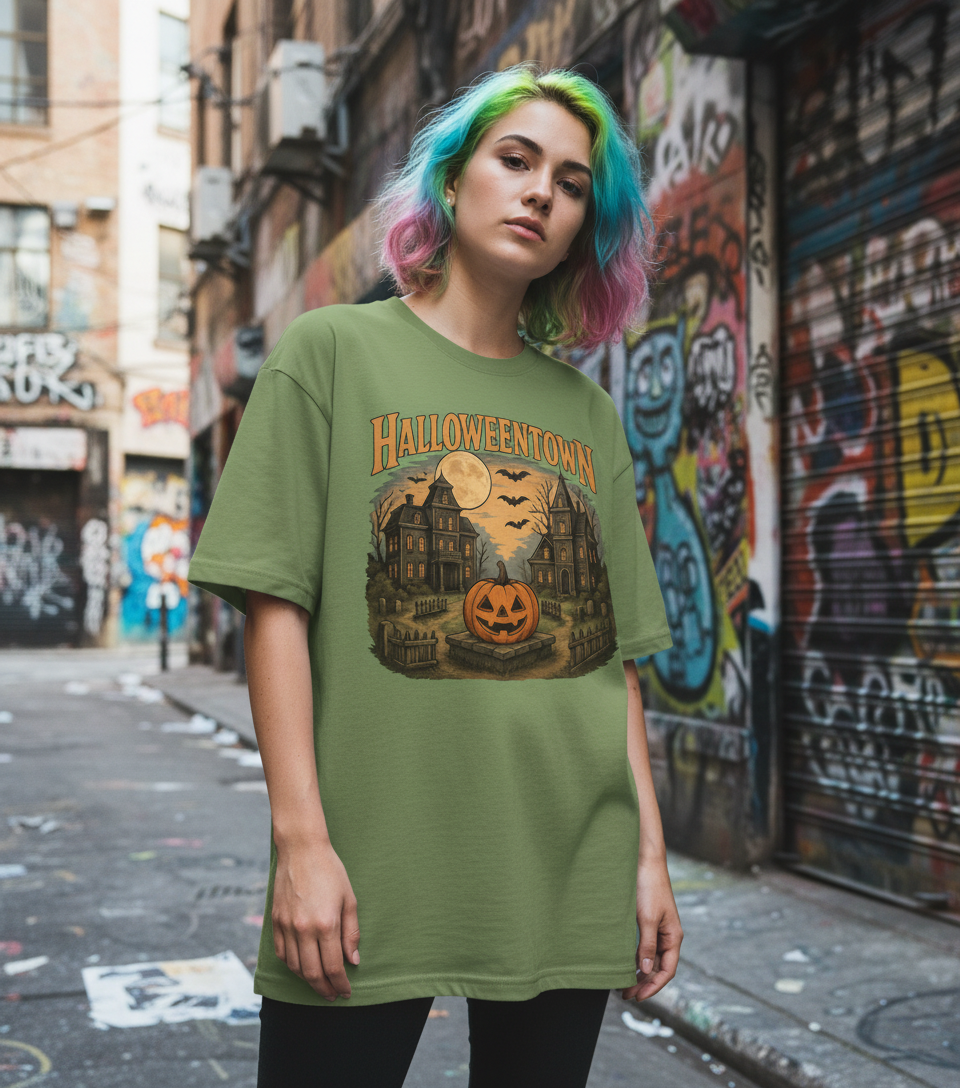 Cute Halloweentown Shirt – Pumpkin Moon & Haunted House Design | Fall Halloween Tee
