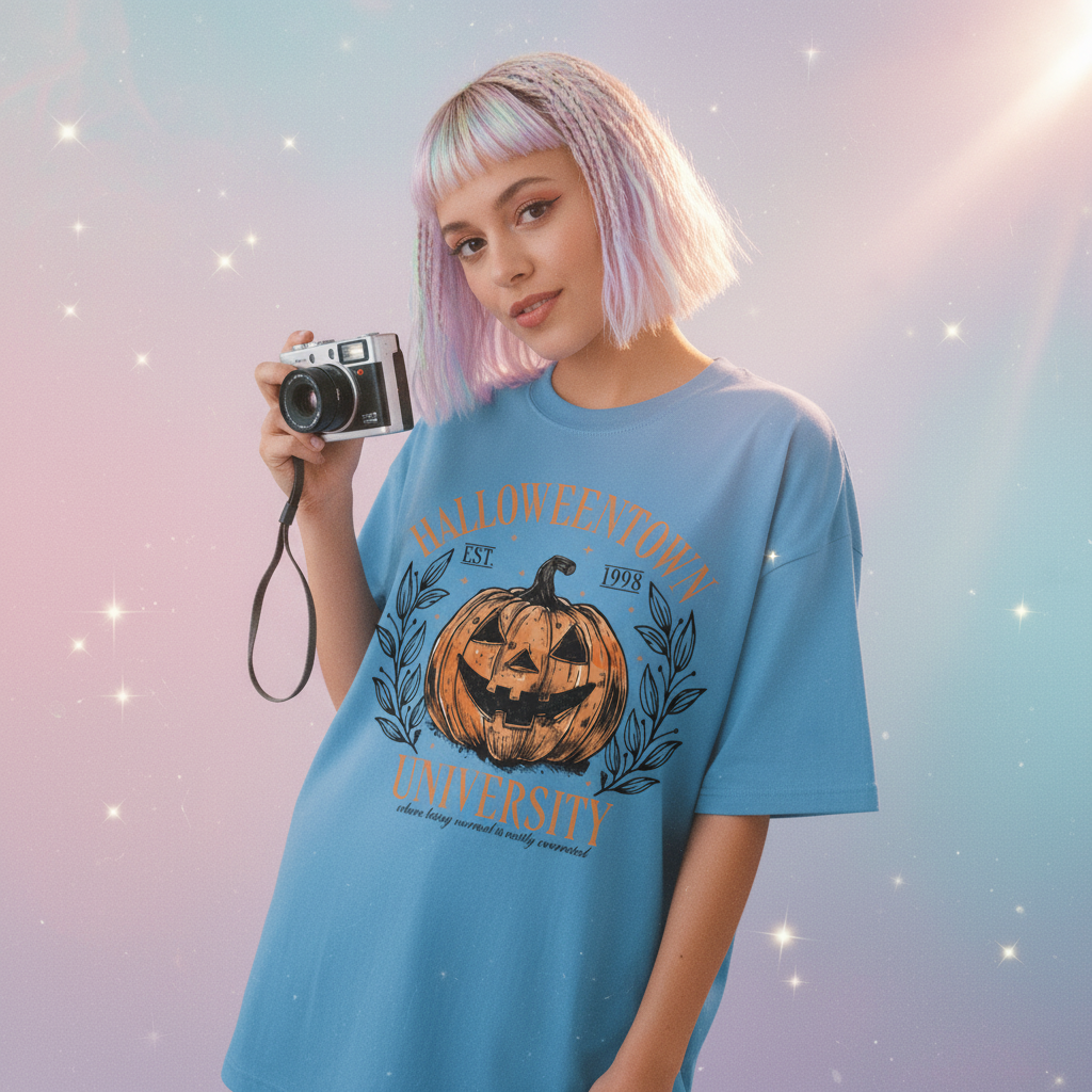 Halloweentown University Shirt – Vintage Pumpkin Jack-O’-Lantern Tee, Retro Halloween 1998 T-Shirt, Cute Fall Spooky Season Top