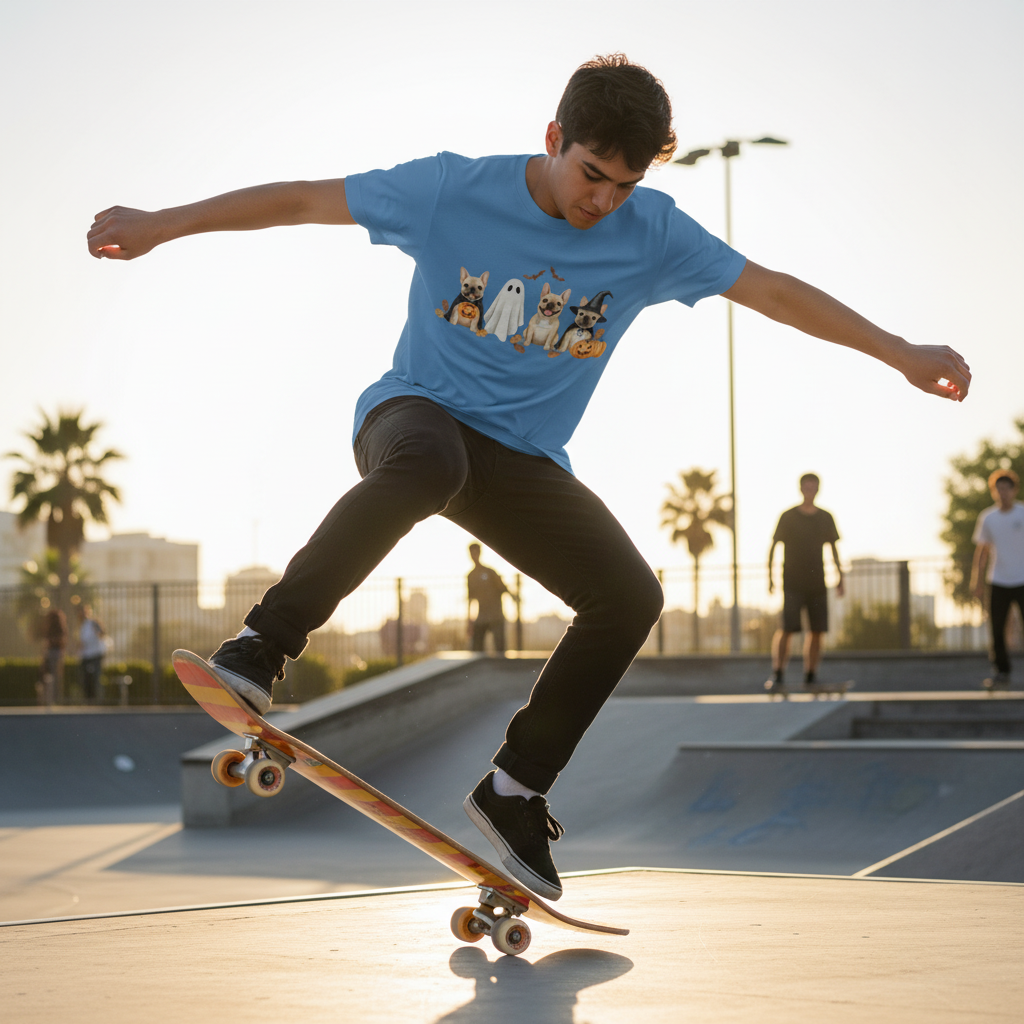 Cute French Bulldog Halloween Tee – Pumpkin, Ghost & Bat Design | Fall Dog Lover Shirt