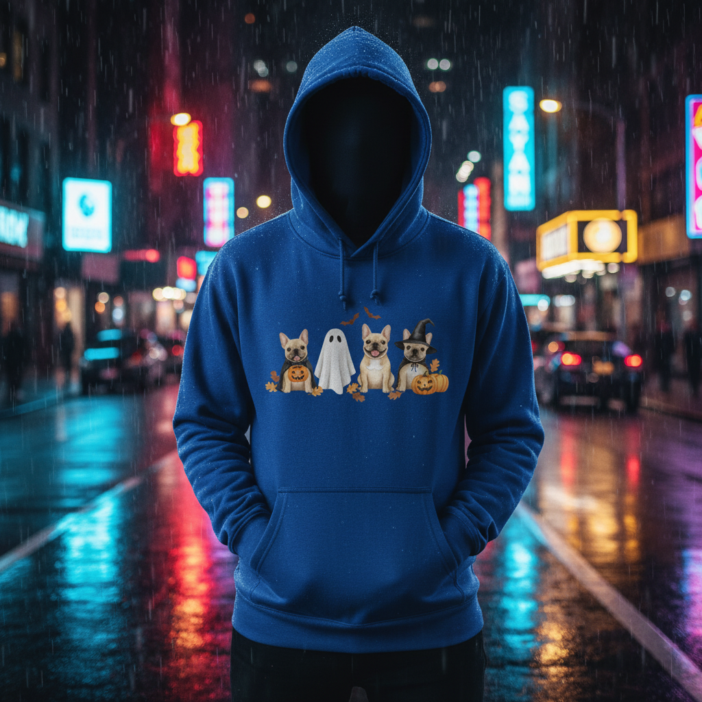 Cute French Bulldog Halloween Tee – Pumpkin, Ghost & Bat Design | Fall Dog Lover Shirt