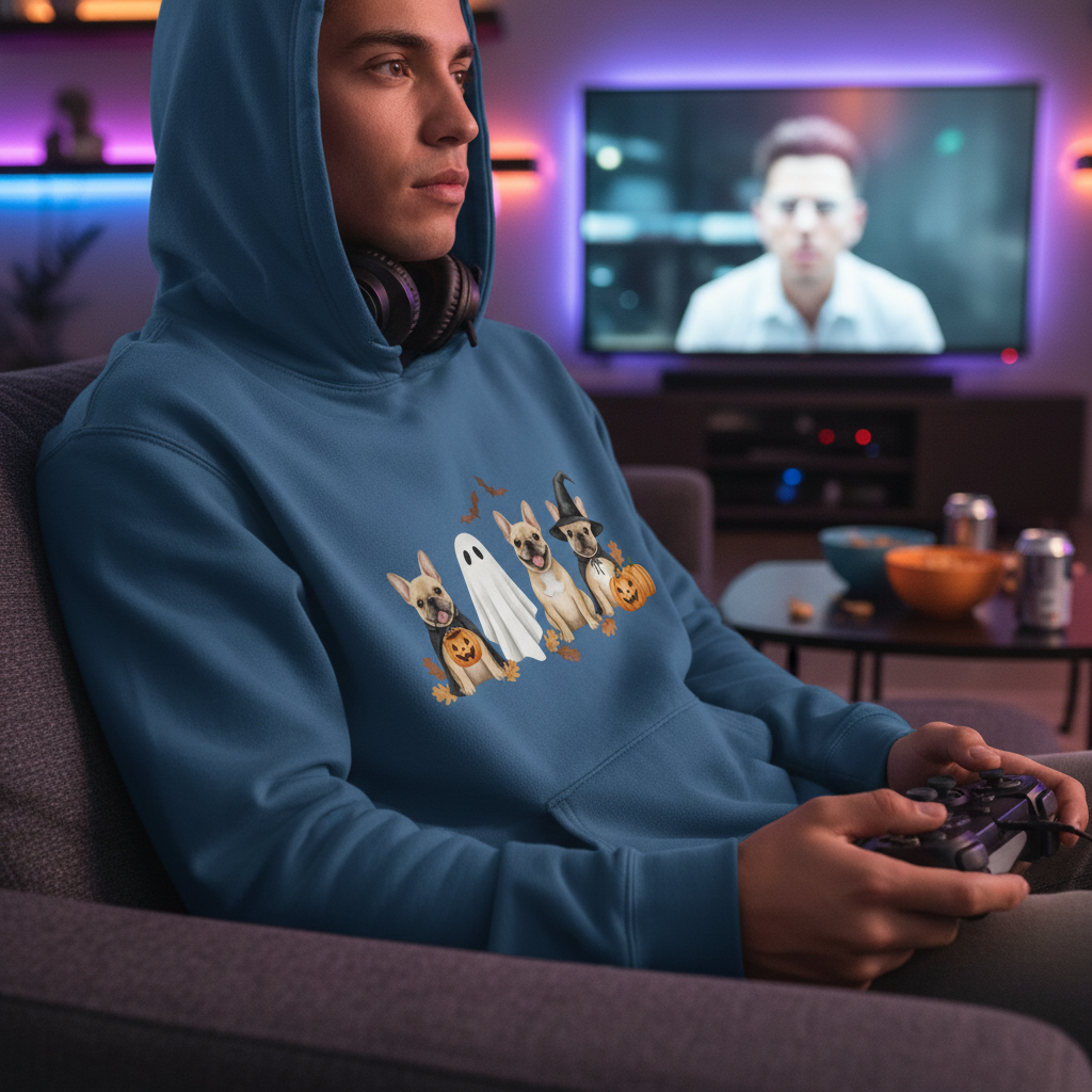 Cute French Bulldog Halloween Tee – Pumpkin, Ghost & Bat Design | Fall Dog Lover Shirt