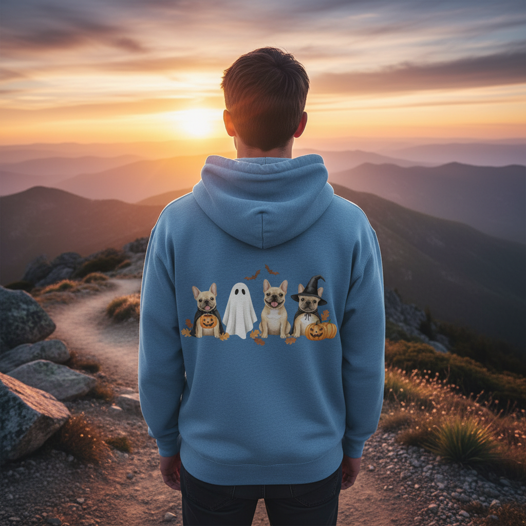 Cute French Bulldog Halloween Tee – Pumpkin, Ghost & Bat Design | Fall Dog Lover Shirt