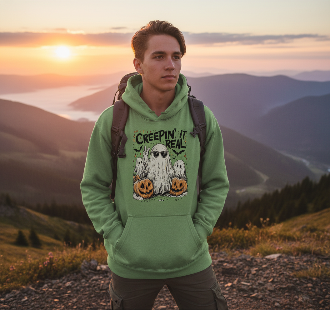 Creepin’ It Real Halloween Shirt – Cute Ghost Pumpkin Tee, Funny Spooky Season T-Shirt, Vintage Fall Graphic Top
