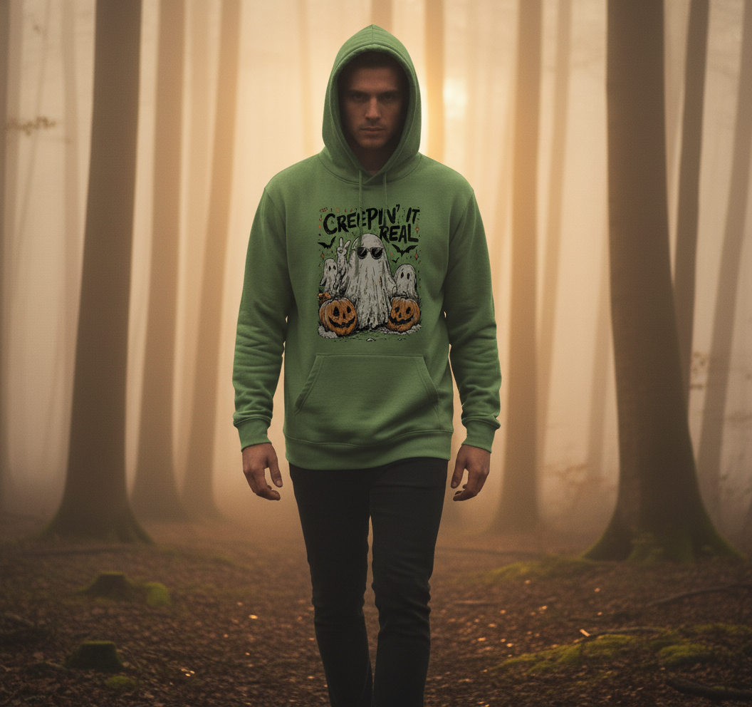 Creepin’ It Real Halloween Shirt – Cute Ghost Pumpkin Tee, Funny Spooky Season T-Shirt, Vintage Fall Graphic Top