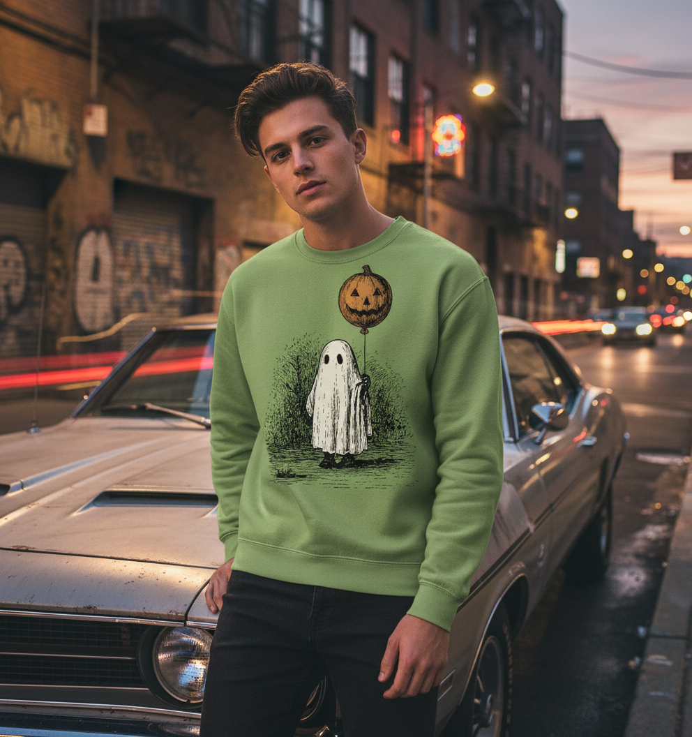 Retro Halloween Ghost Shirt – Pumpkin Moon Vintage Tee, Spooky Cute Fall Top