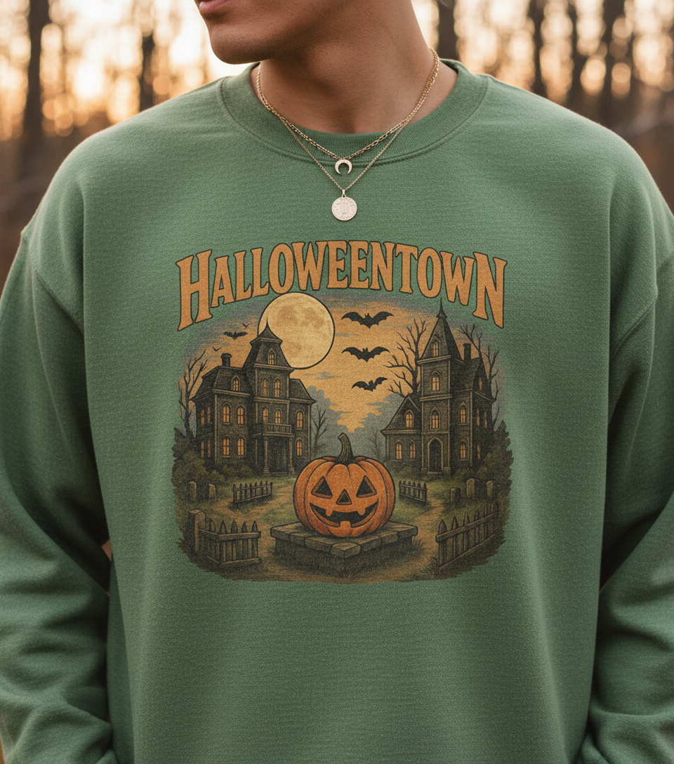 Cute Halloweentown Shirt – Pumpkin Moon & Haunted House Design | Fall Halloween Tee