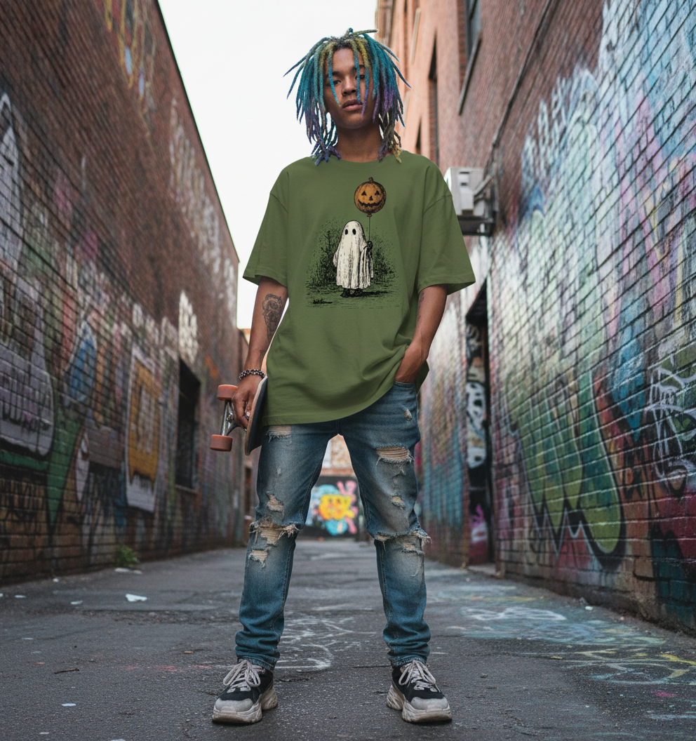 Retro Halloween Ghost Shirt – Pumpkin Moon Vintage Tee, Spooky Cute Fall Top