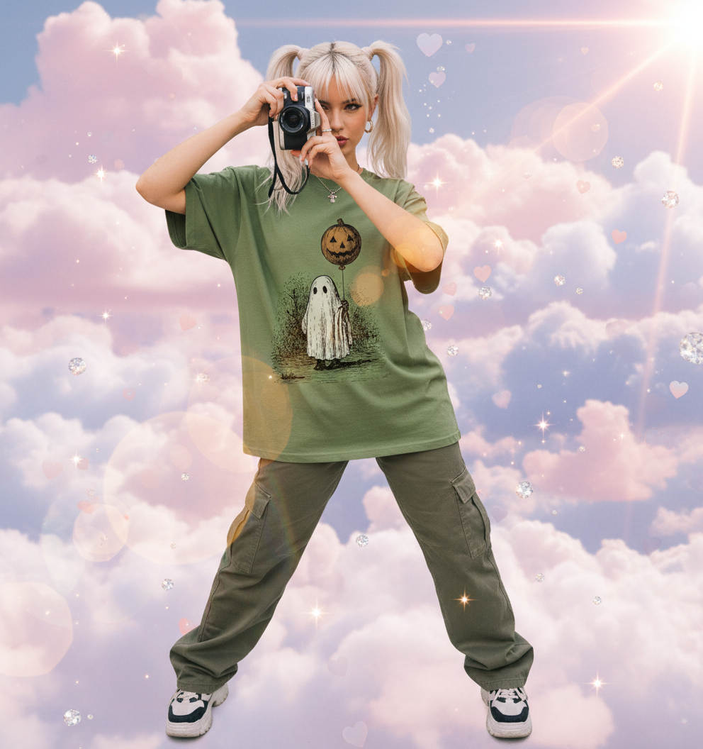 Retro Halloween Ghost Shirt – Pumpkin Moon Vintage Tee, Spooky Cute Fall Top