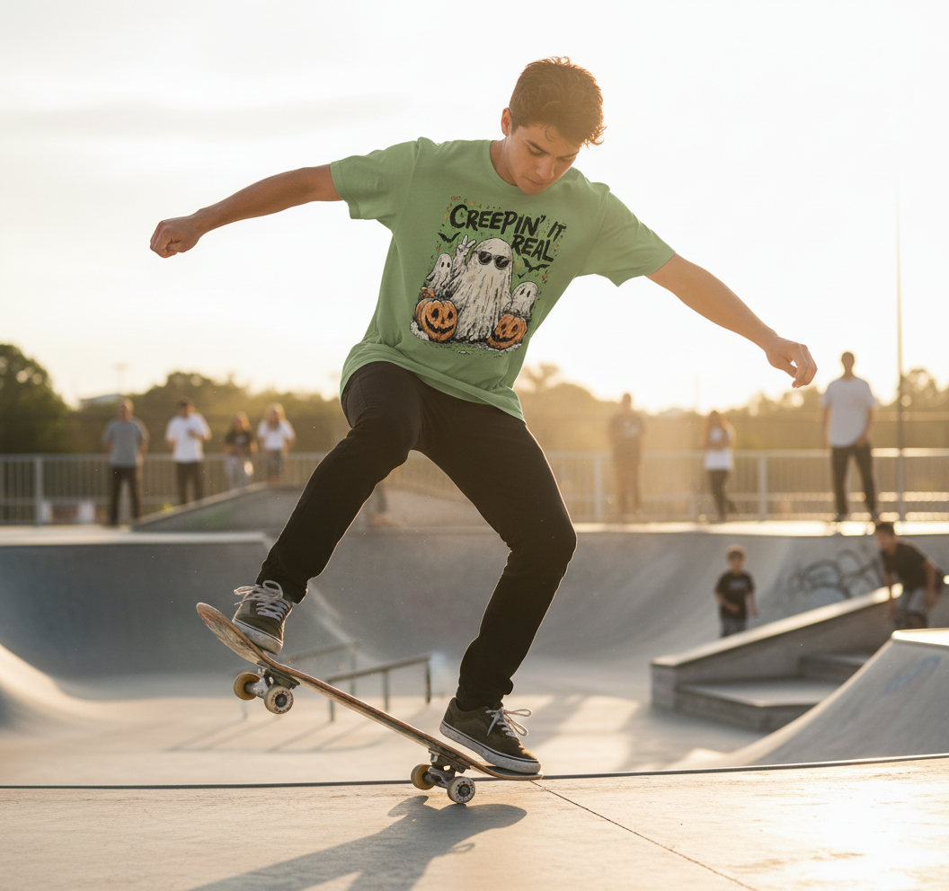 Creepin’ It Real Halloween Shirt – Cute Ghost Pumpkin Tee, Funny Spooky Season T-Shirt, Vintage Fall Graphic Top