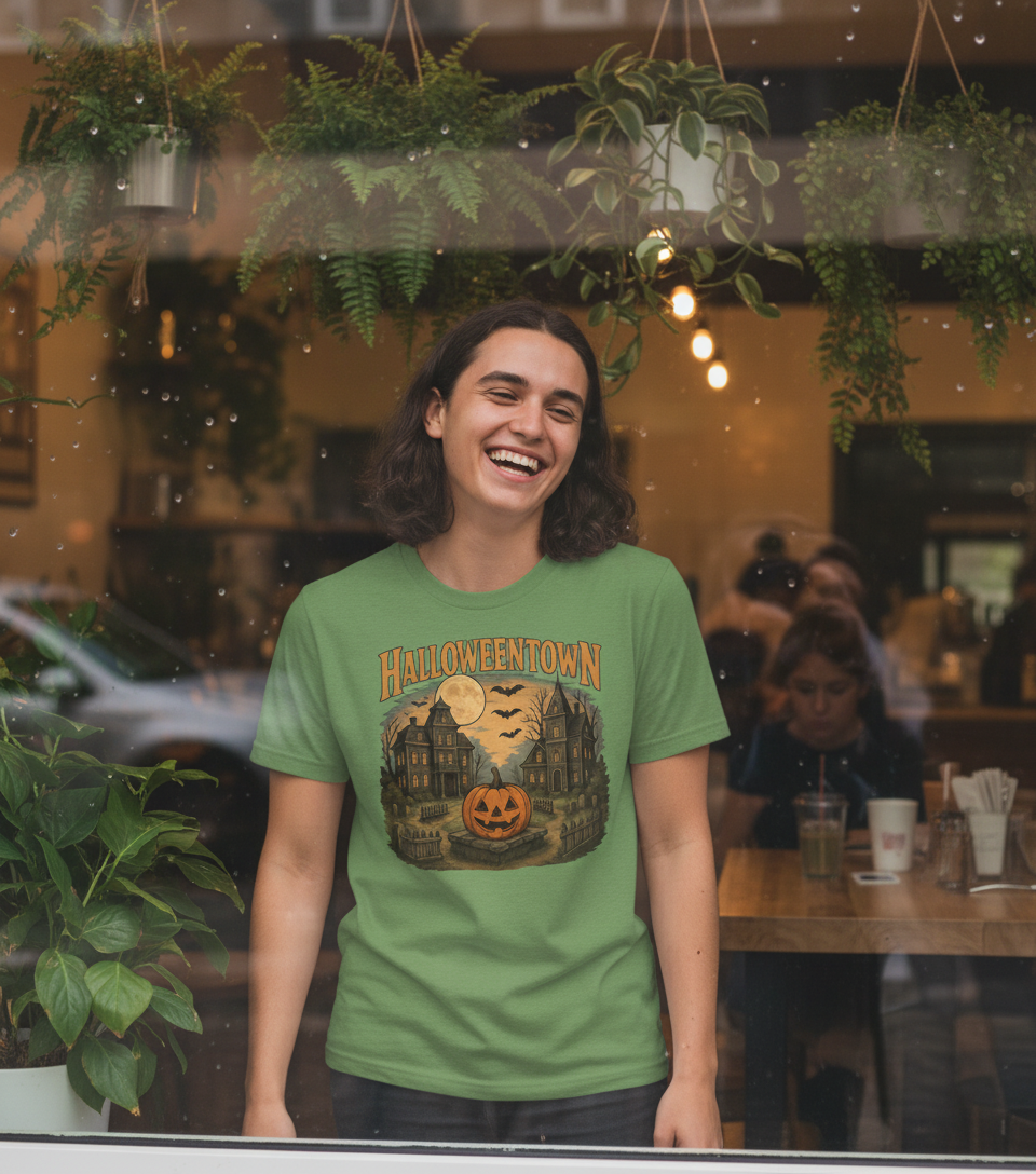 Cute Halloweentown Shirt – Pumpkin Moon & Haunted House Design | Fall Halloween Tee